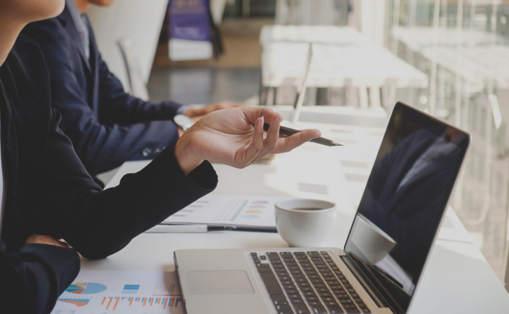 Strategic business planning session with financial projections